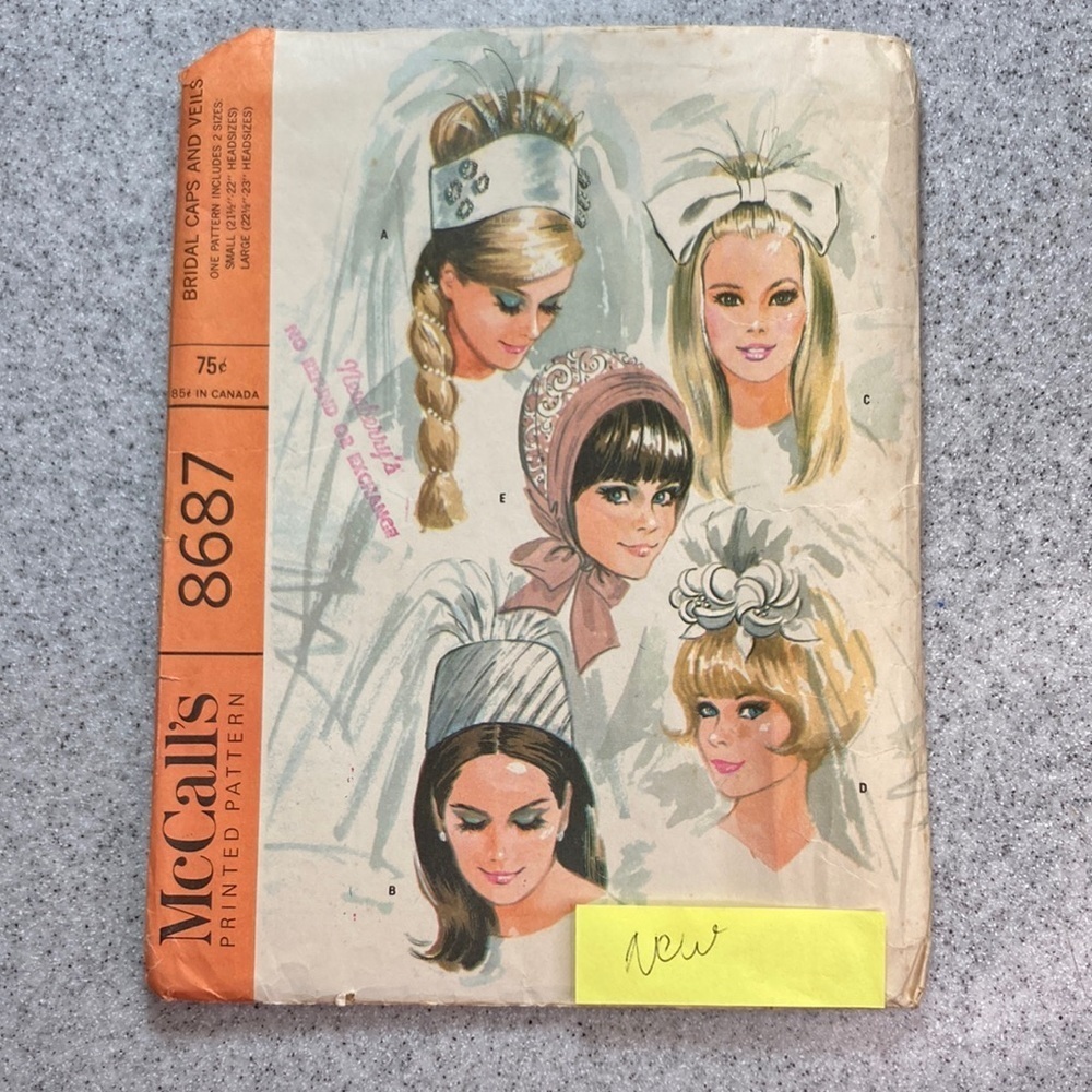 VINTAGE 1967’s‎ bridal caos and veil pattern 8687 McCall’s. 159
